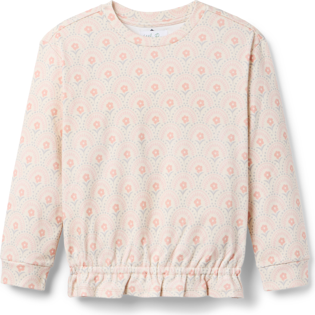 Little Paper Kids Penelope Retro Floral Crew Sweatshirt In Pink