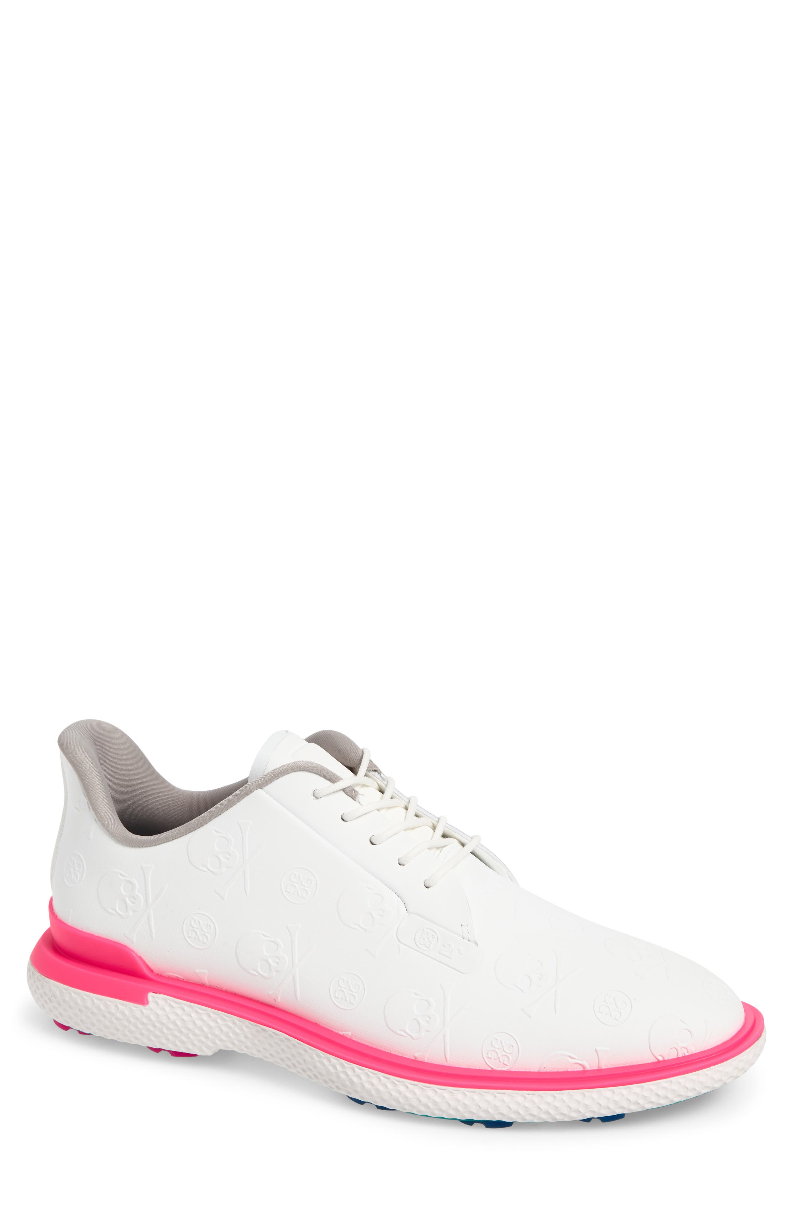 G/fore Gallivant2r Embossed Skull & Tees Golf Sheo In Snow / Knockout Pink