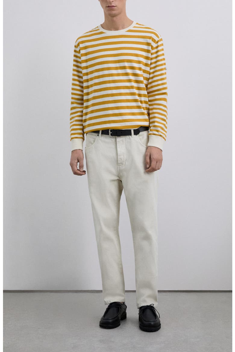 Mixedstriped Ls Tee, Alternate, color, Mustard