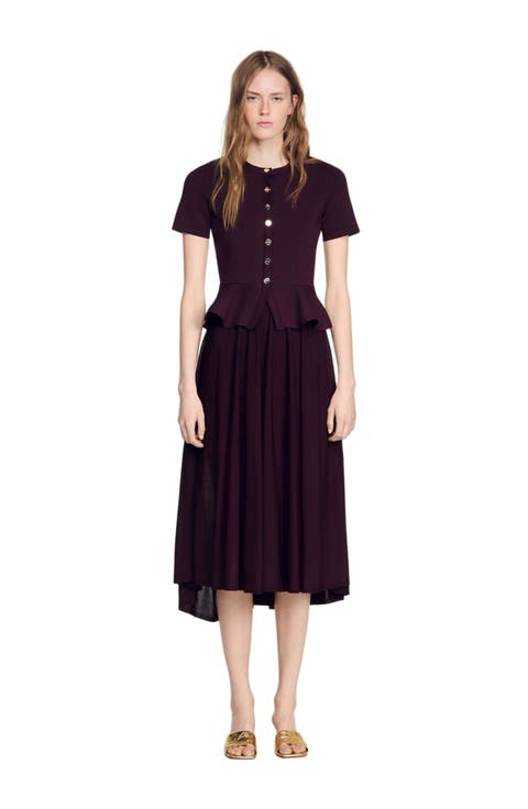 Knit maxi dress with peplum