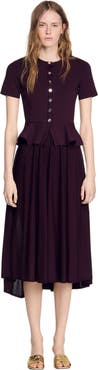 SANDRO Knit maxi dress with peplum
