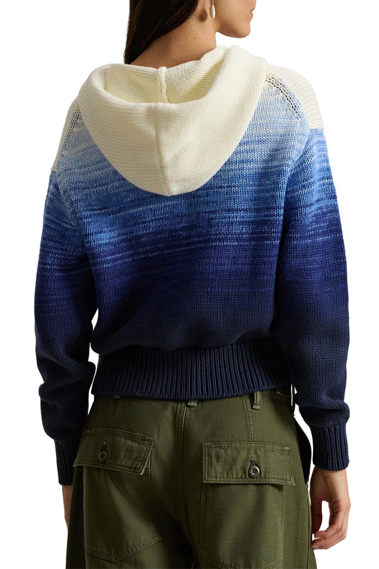 Front Zip Sweater Hoodie, Alternate, color, WHITE/ ROYAL BLUE