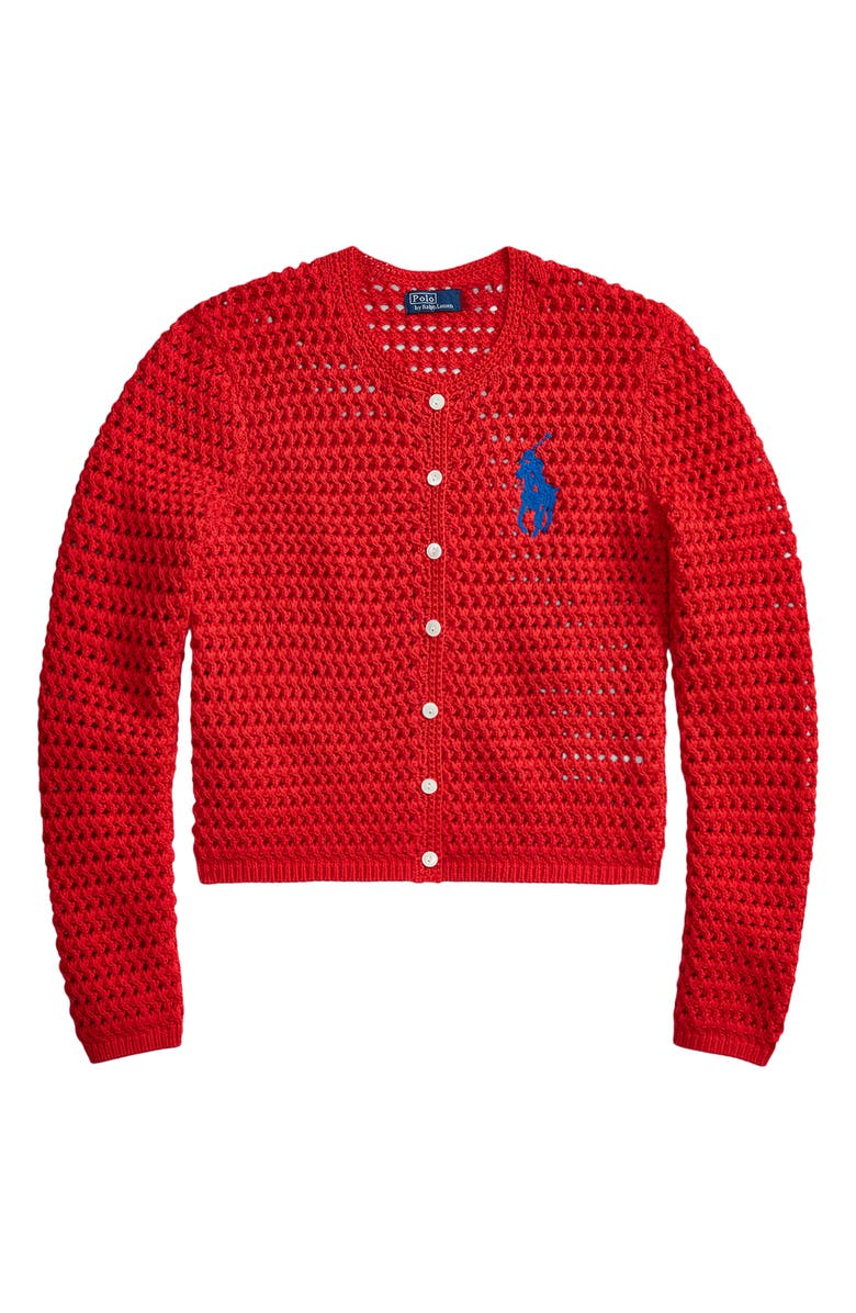 Polo Ralph Lauren Big Pony Cotton Cardigan, Alternate, color, Petal Rose