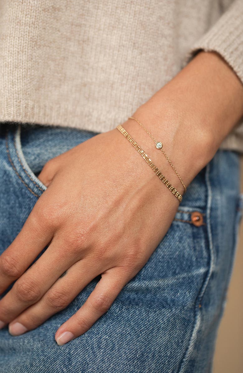 Zoë Chicco Triple Strand Tube Bar Chain Bracelet, Alternate, color, 