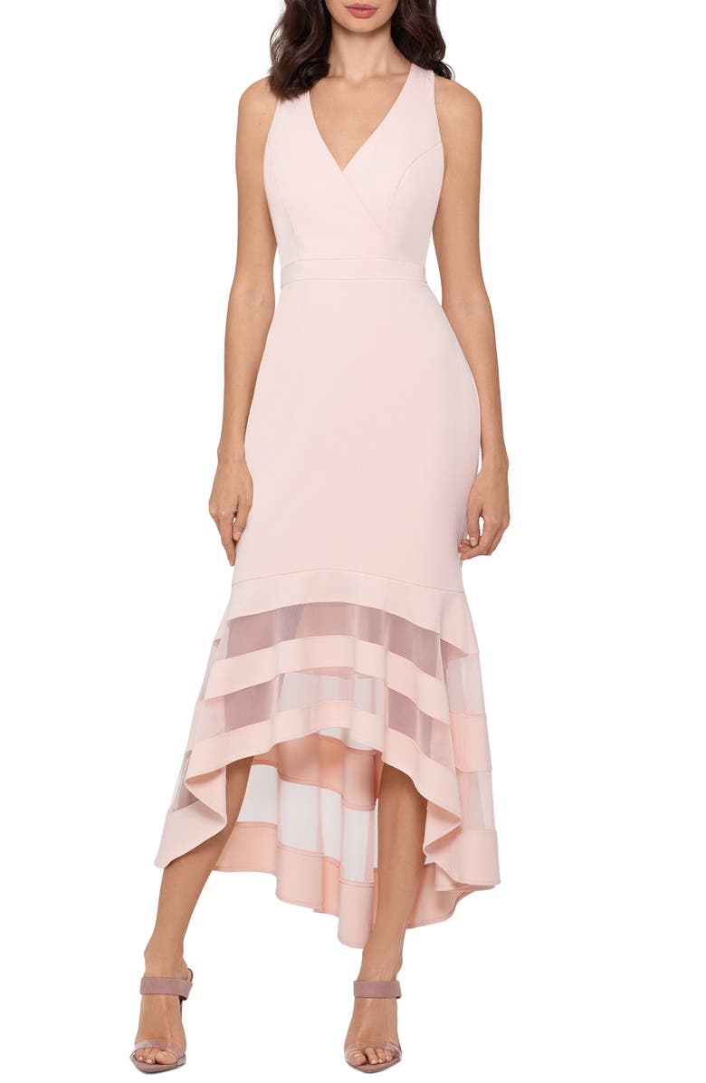Xscape Evenings Xscape High/Low Flounce Midi Dress, Main, color, 