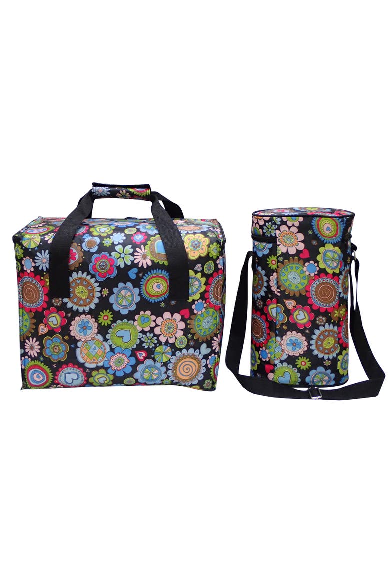 Wine Tote and Cooler Set in Floral Print, Alternate, color, Multicolored