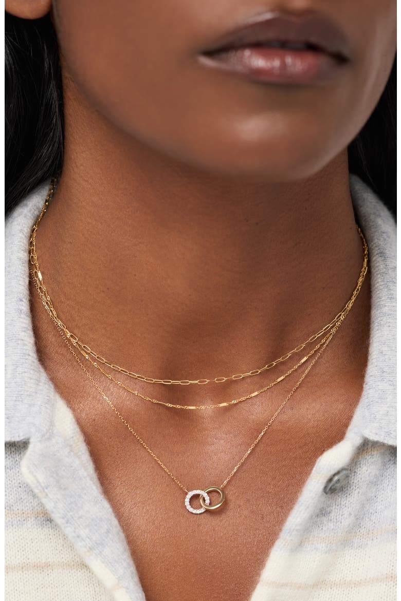 Solid Yellow Gold - Duo Links Diamond Necklace, Alternate, color, Gold