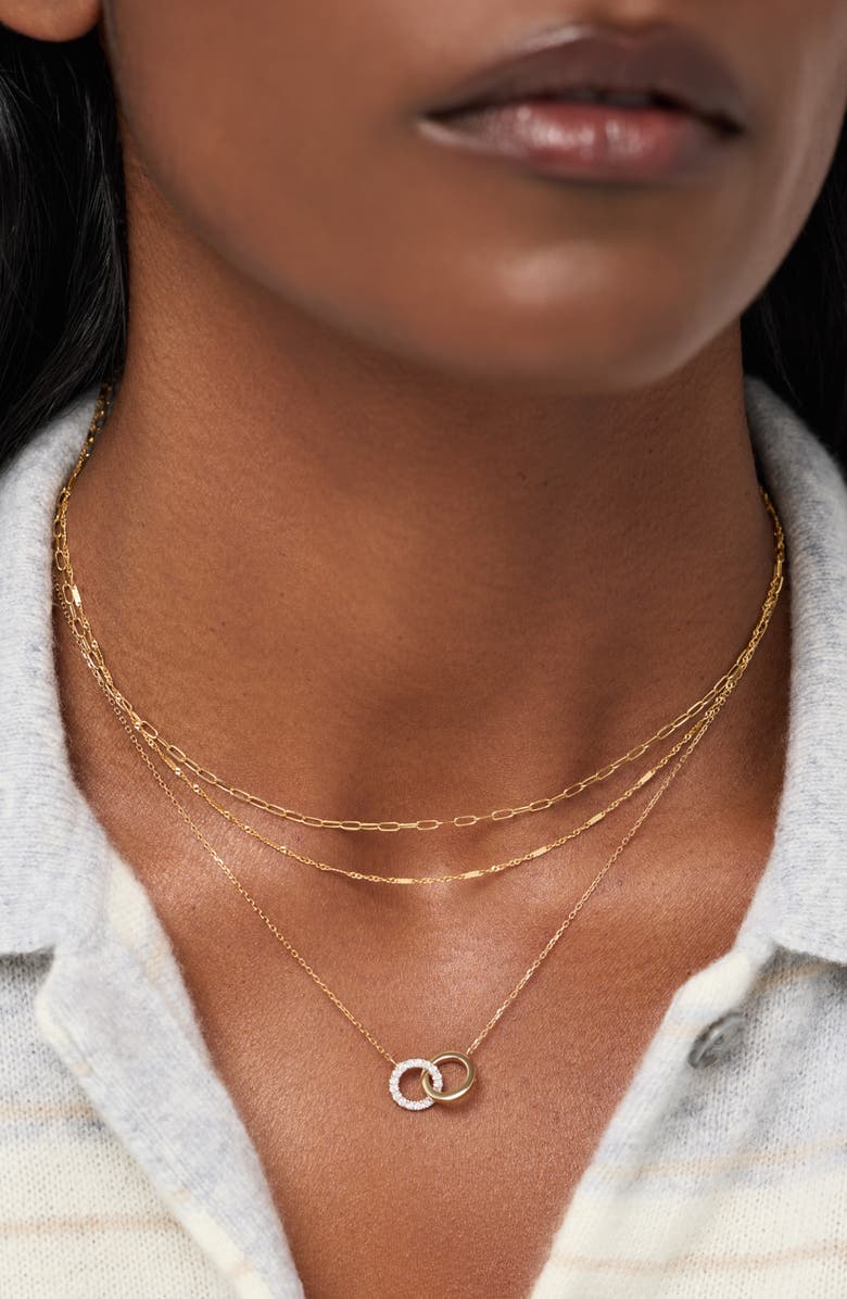 Ana Luisa Solid Yellow Gold - Duo Links Diamond Necklace, Alternate, color, Gold