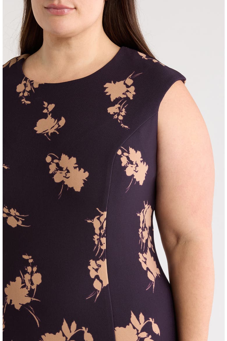Floral Sleeveless Dress, Alternate, color, AUBERGINE/ GOLD