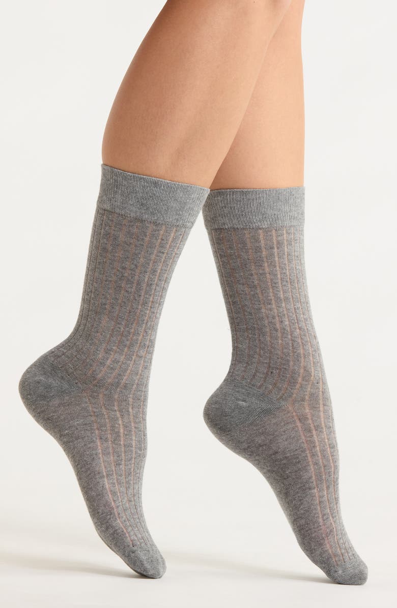 Casa Clara Daniella Waffle Crew Socks, Main, color, Gray