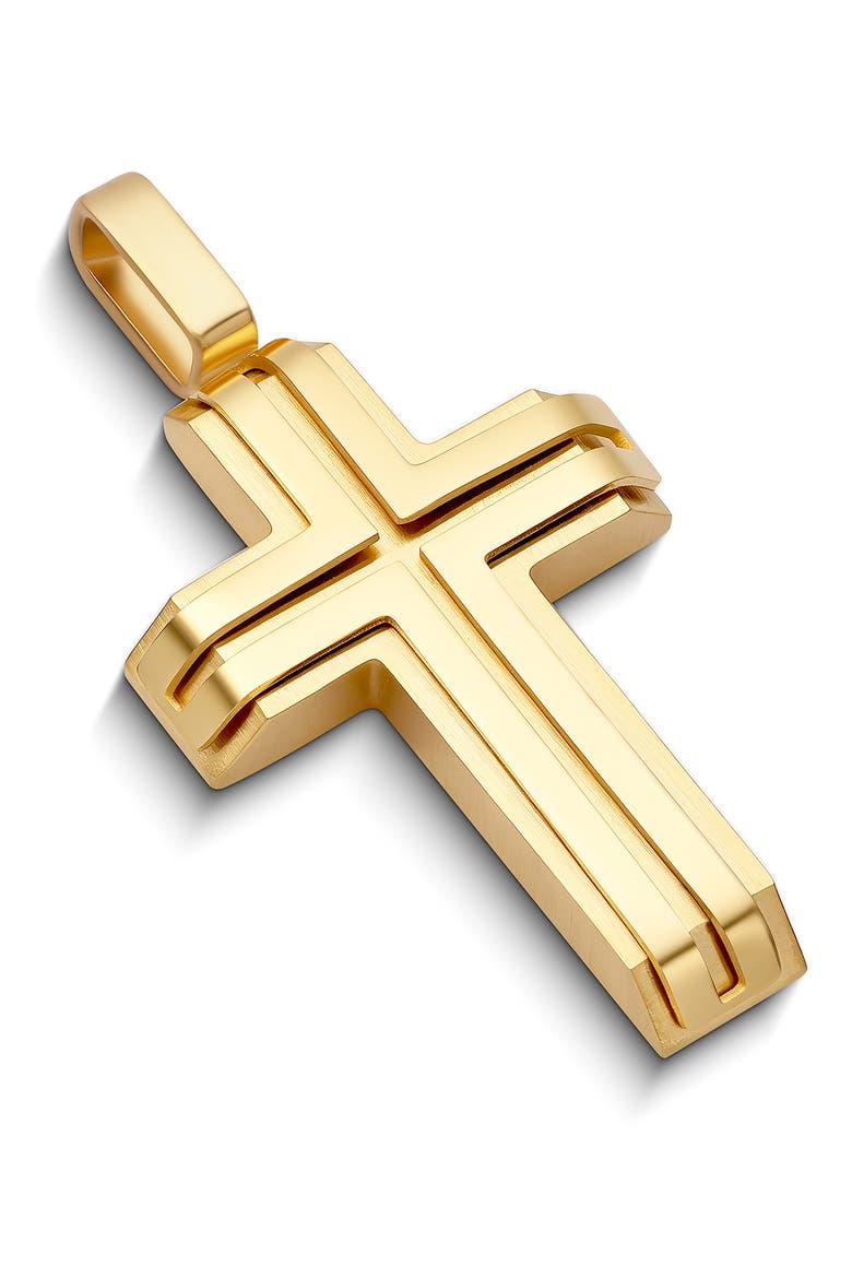 Men's Inlay Cross Pendant Necklace, Alternate, color, GOLD