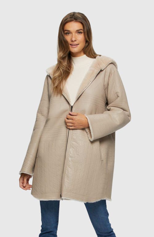 Gorski Reversible Shearling Parka With Pattern In Brown