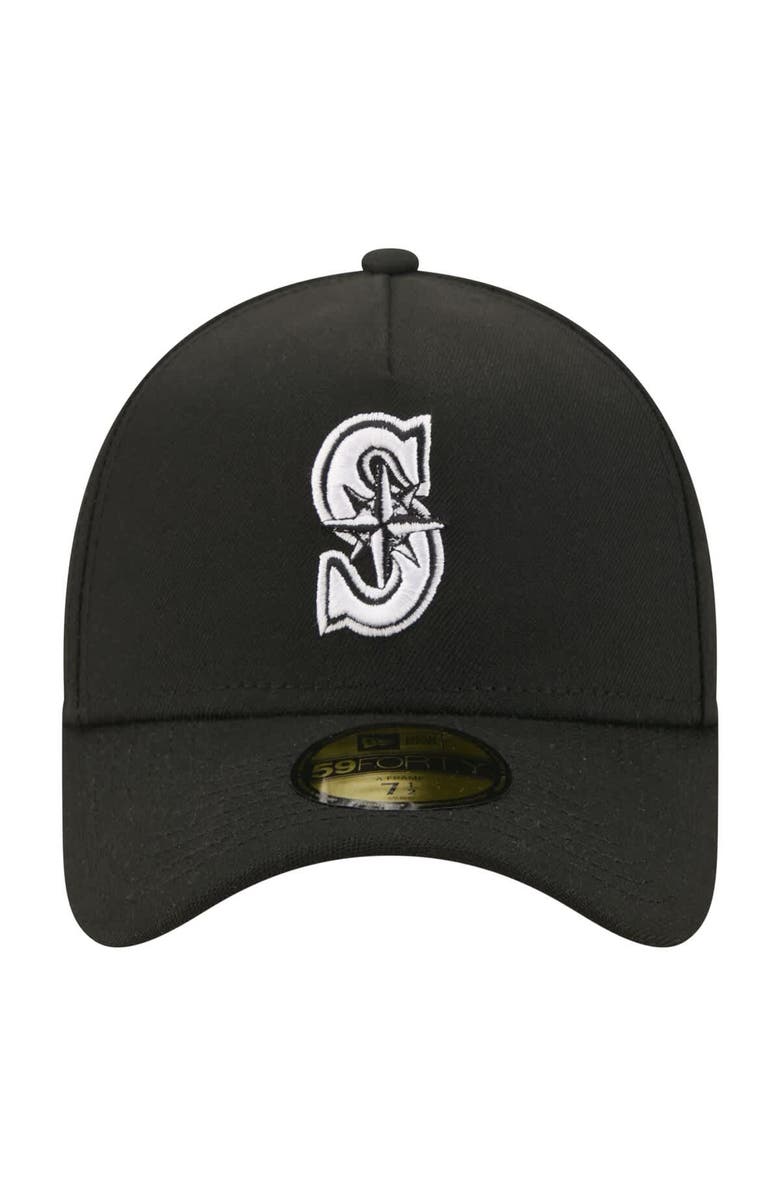 New Era Men's New Era Black Seattle Mariners A-Frame 59FORTY Fitted Hat, Alternate, color,