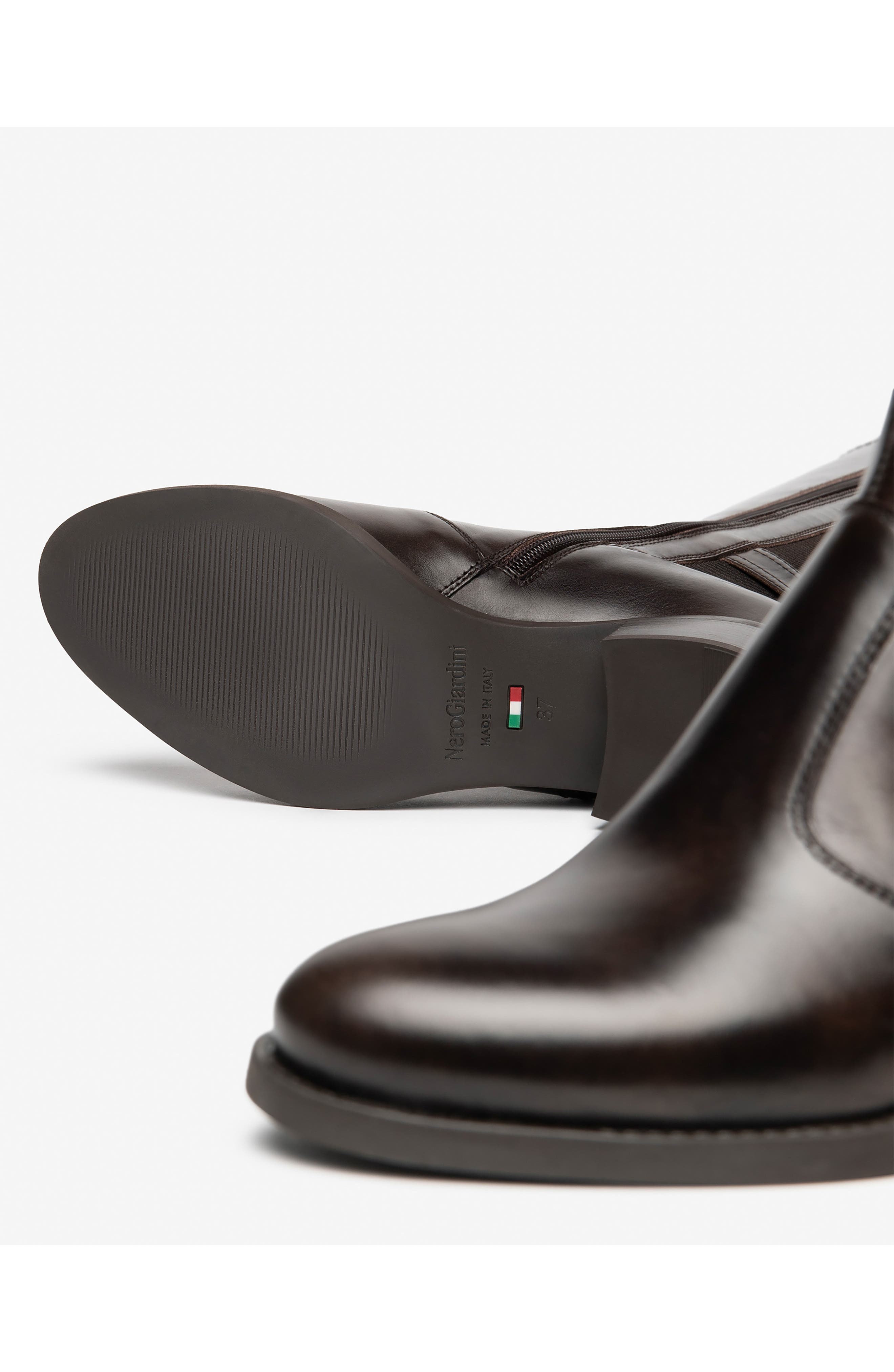 Block Heel Leather Boot, Alternate, color, CHOCOLATE