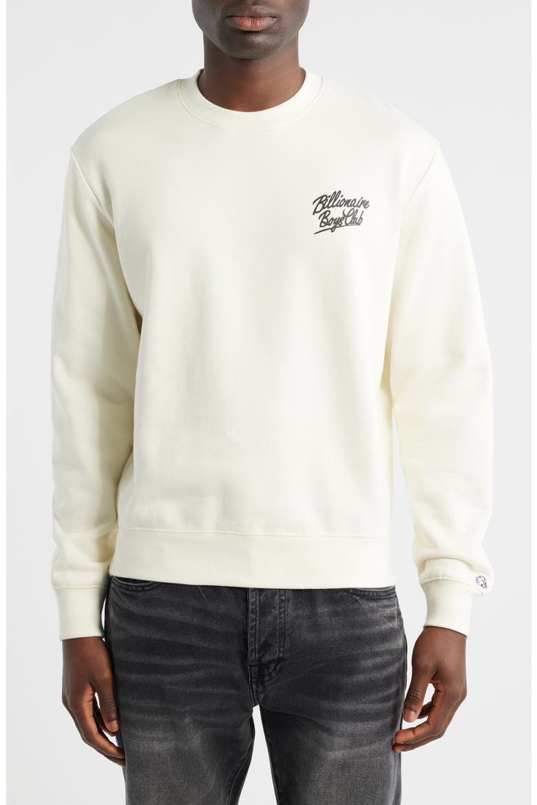 BB Small Script Cotton Sweatshirt, Main, color, WINTER WHITE