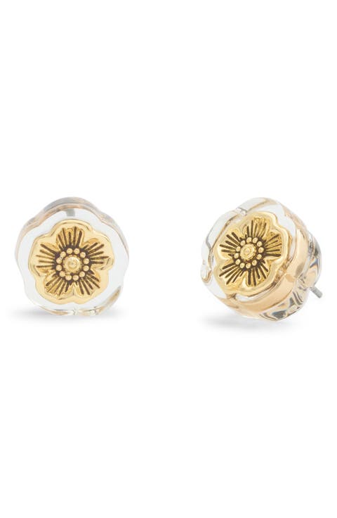 Lucite Tea Rose Stud Earrings