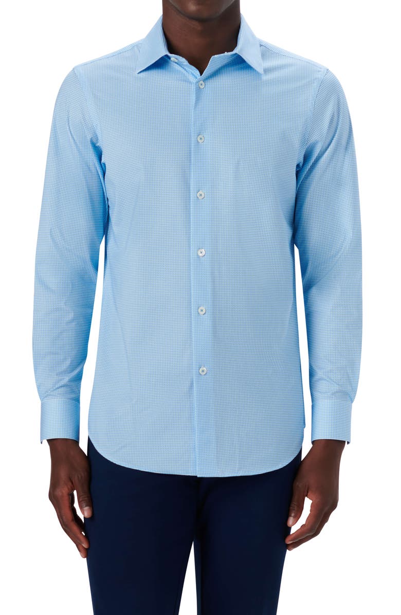 Bugatchi OoohCotton<sup>®</sup> Grid Button-Up Shirt, Main, color, 