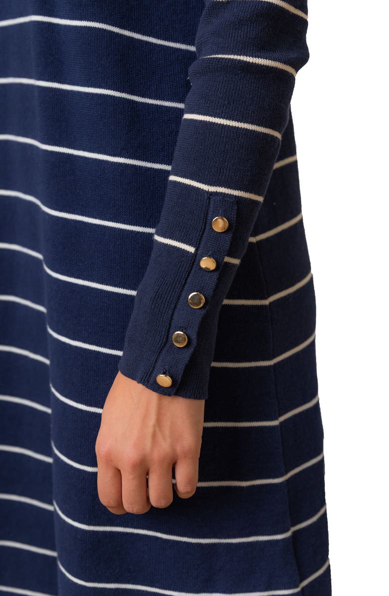 Hope & Henry Organic Long Sleeve Collared Sweater Dress, Alternate, color, Navy Breton Stripe