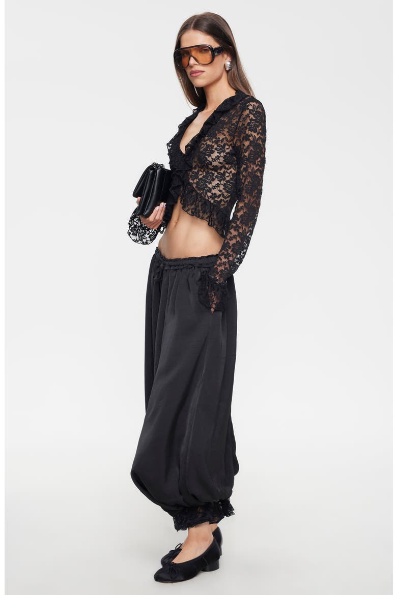 Kiss & Tell Bubble Hem Pants, Alternate, color, NOIR