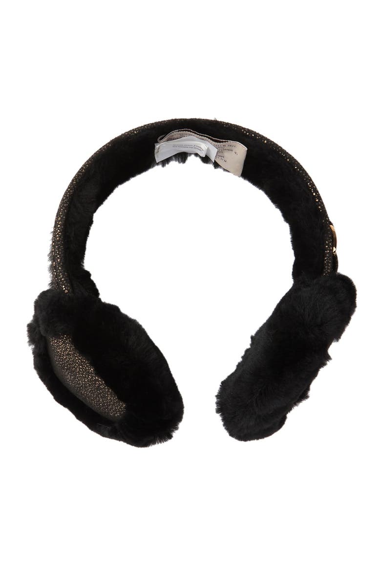 Genuine Shearling Wired Ear Muffs, Main, color, METALLIC BLACK