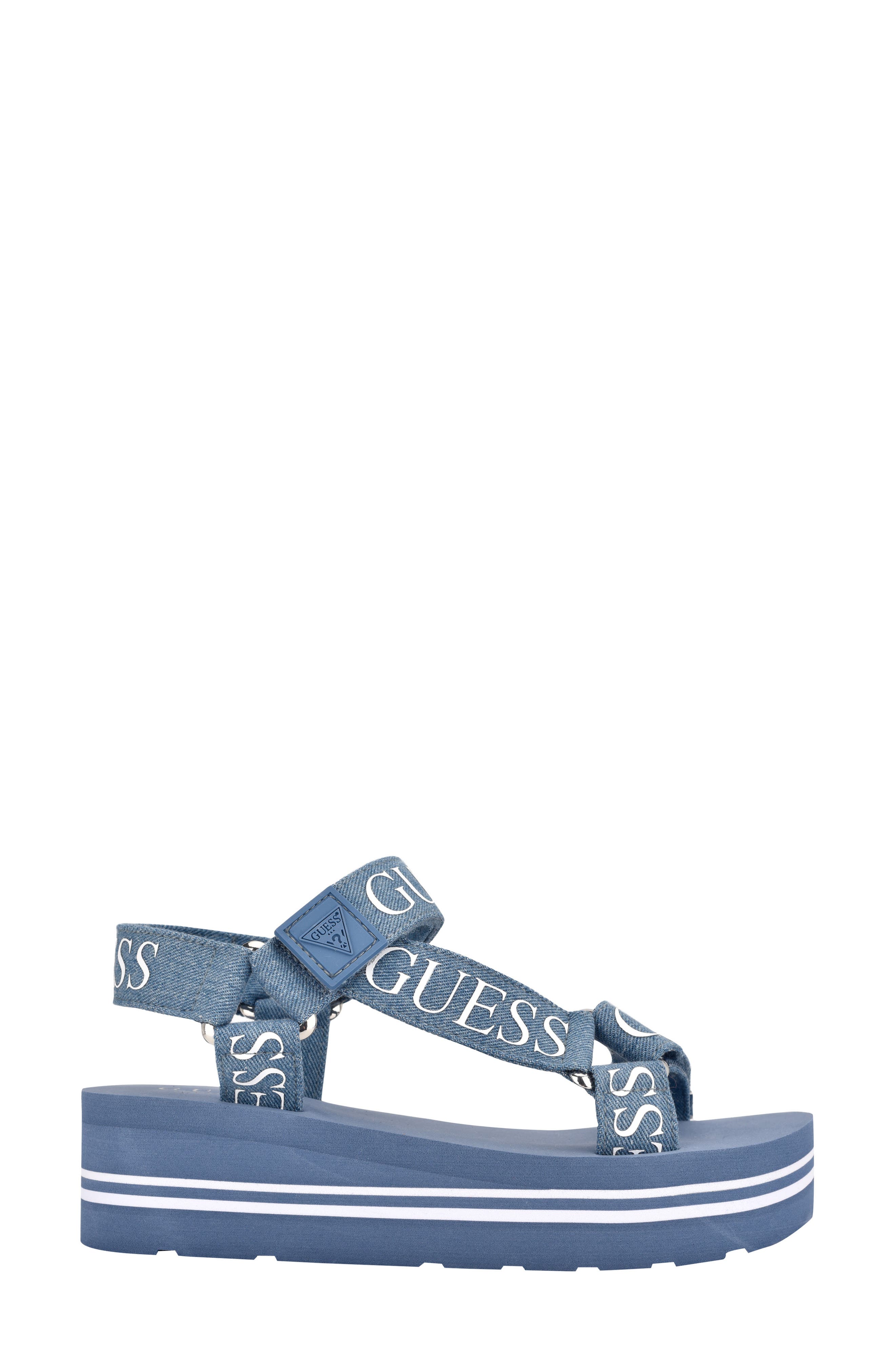 GUESS Avin Platform Sandal, Alternate, color, Blue