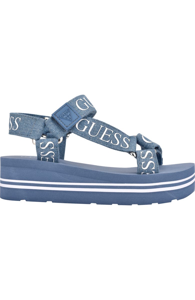 GUESS Avin Platform Sandal, Alternate, color, Blue