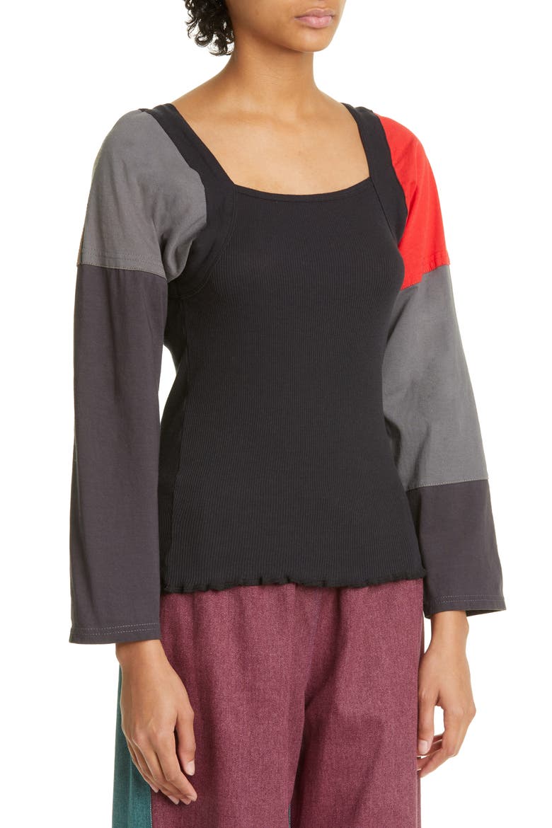 Medal Patchwork Panel Cotton Knit Shirt, Alternate, color, PODIUM