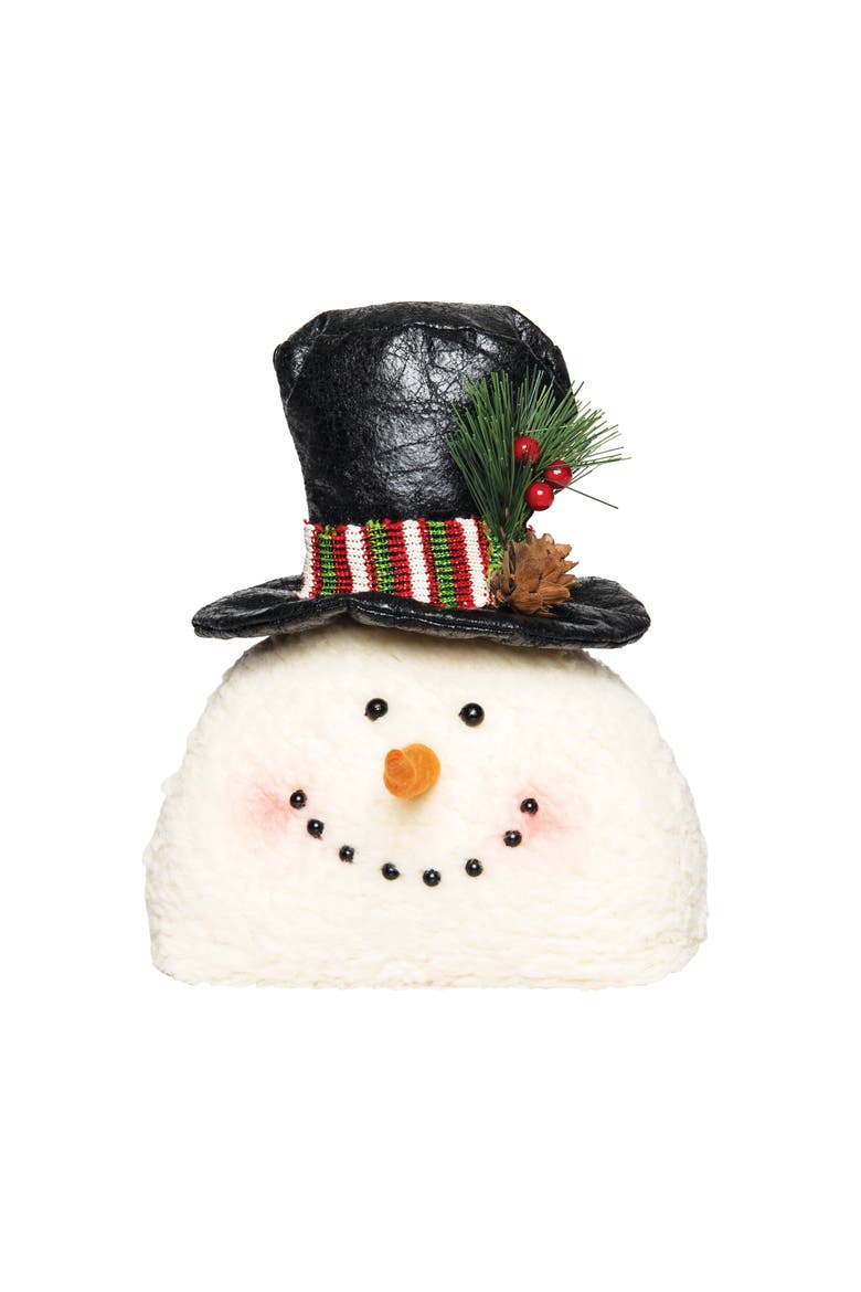 Snowman W/Black Top hat Figurine, Main, color, White