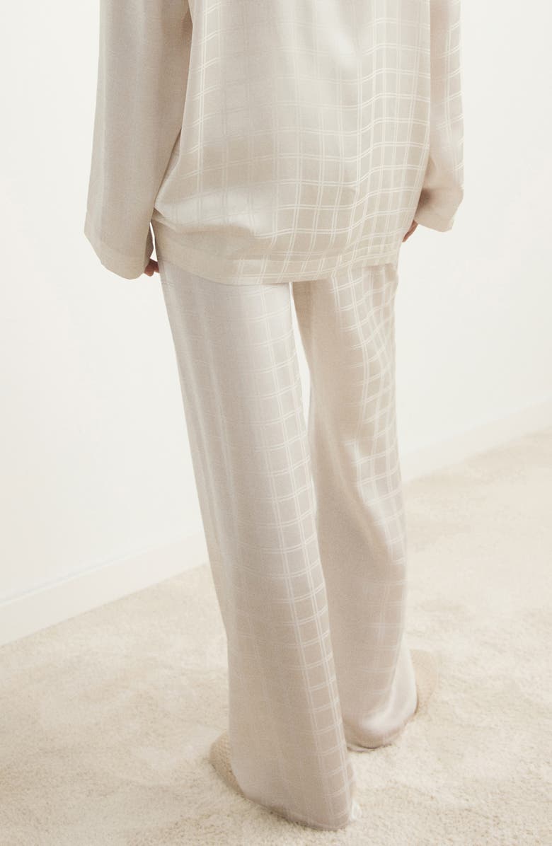 MANGO Check Pajama Pants, Alternate, color, Ivory White