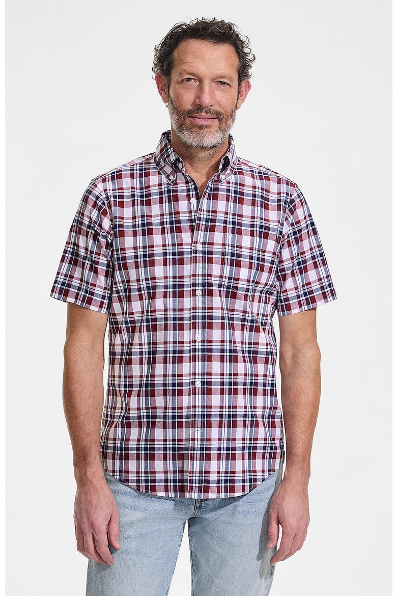 Traditional Fit Short Sleeve Madras Shirt, Main, color, Burgundy Spritz Madras