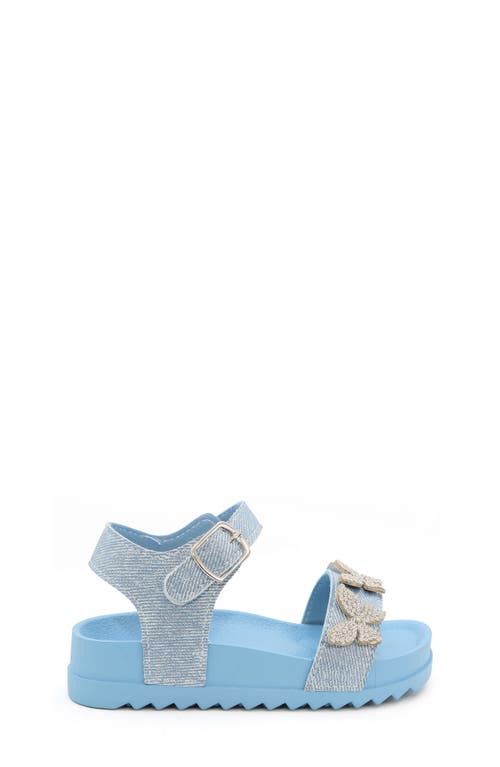 Yoki Kids' Rhinestone Butterfly Wedge Sandal In Blue