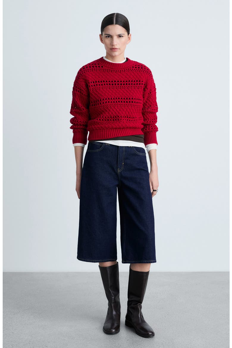 Openwork Sweater, Alternate, color, RED