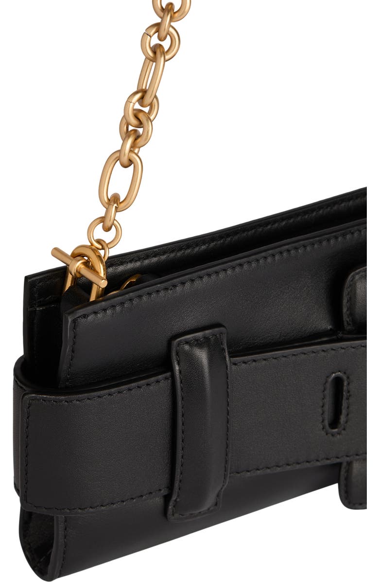 Balmain Anthem smooth leather clutch, Alternate, color, Black