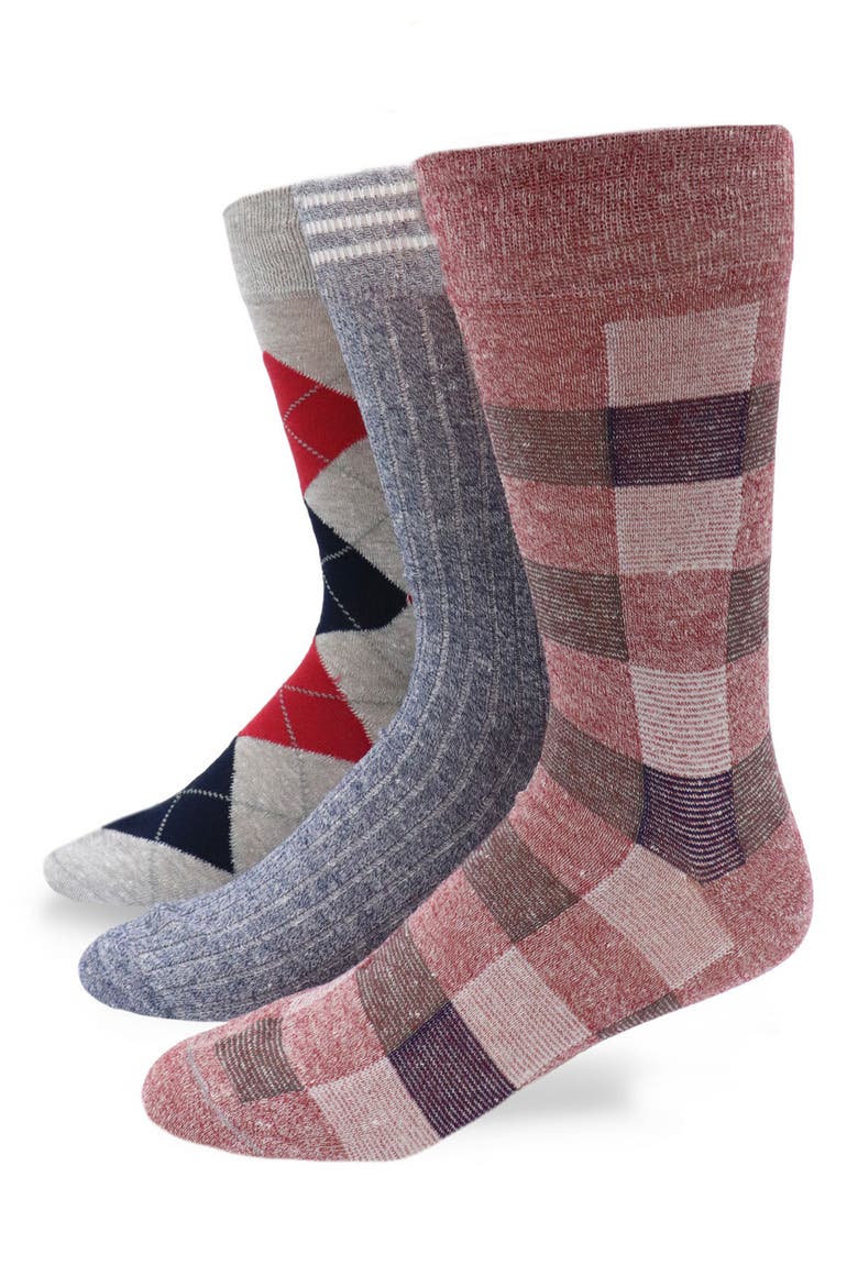 3-Pack Assorted Dress Socks, Main, color, MEDIUM GREY