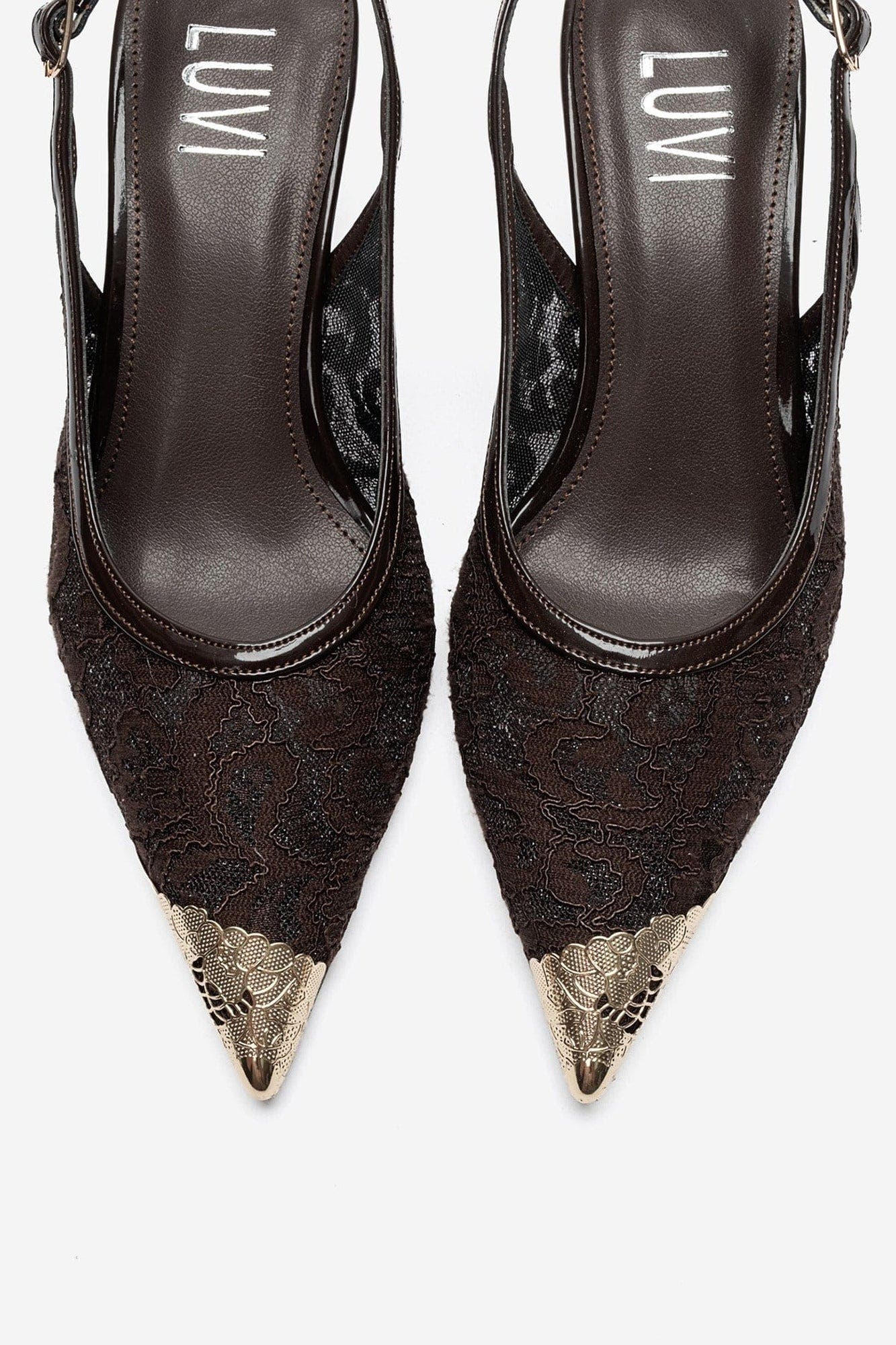 Clem Lace Slingback Pump, Alternate, color, Brown