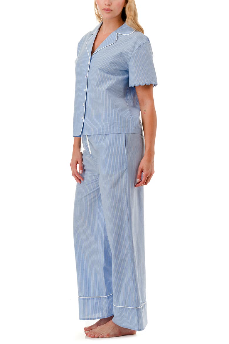 Striped Scalloped Pajama Pants, Alternate, color, BLUE