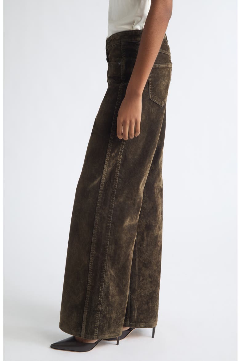Betsy Flocked Bootcut Jeans, Alternate, color, DARK OLIVE