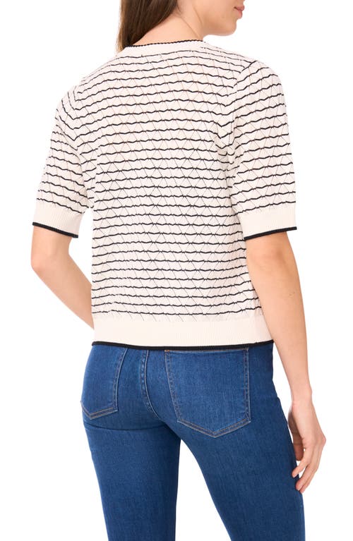 Halogenr Halogen(r) Stripe Pointelle Cotton Button-up Sweater