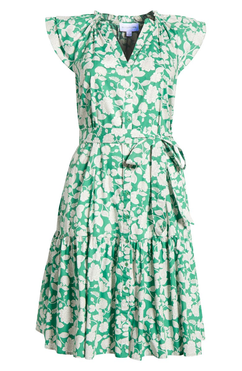 SUGARLIPS Baxley Floral Flutter Sleeve Cotton Dress, Alternate, color, Green-Grey
