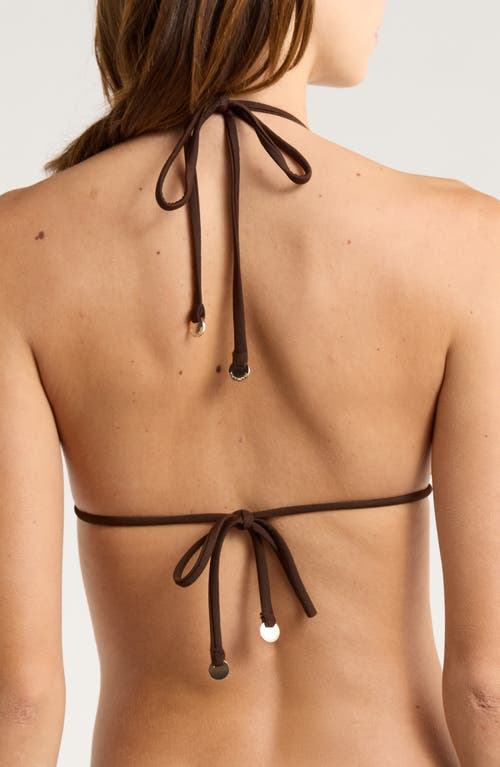 Ramy Brook Nikoleta Metallic Print Mesh Triangle Bikini Top In Green