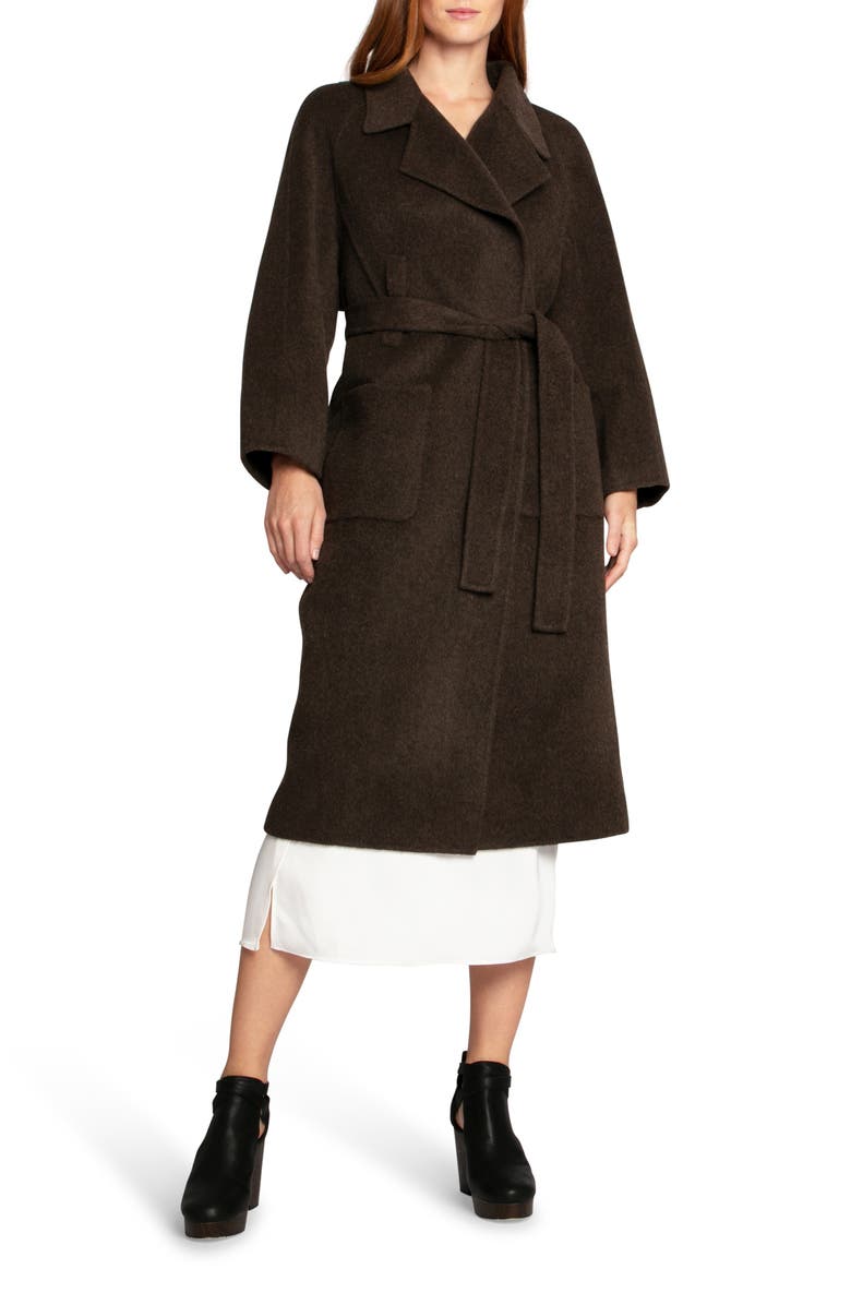 Belle & Bloom Belted Wool Blend Coat, Alternate, color, Brown