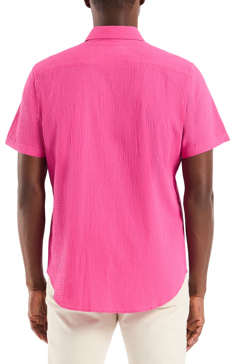 Robert Graham Piers Short Sleeve Seersucker Shirt, Alternate, color, Magenta