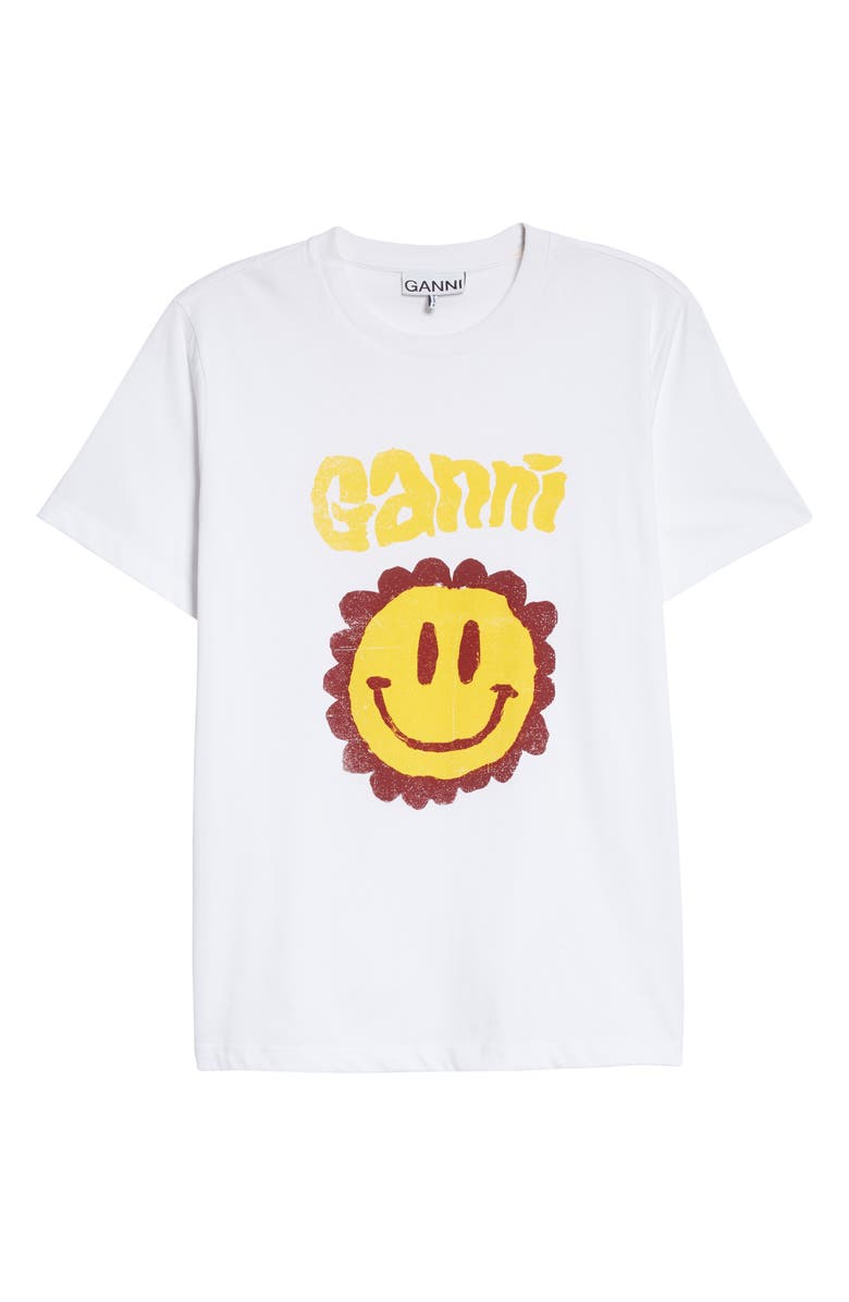 Ganni Smiley Flower Graphic Organic Cotton Tee, Alternate, color,