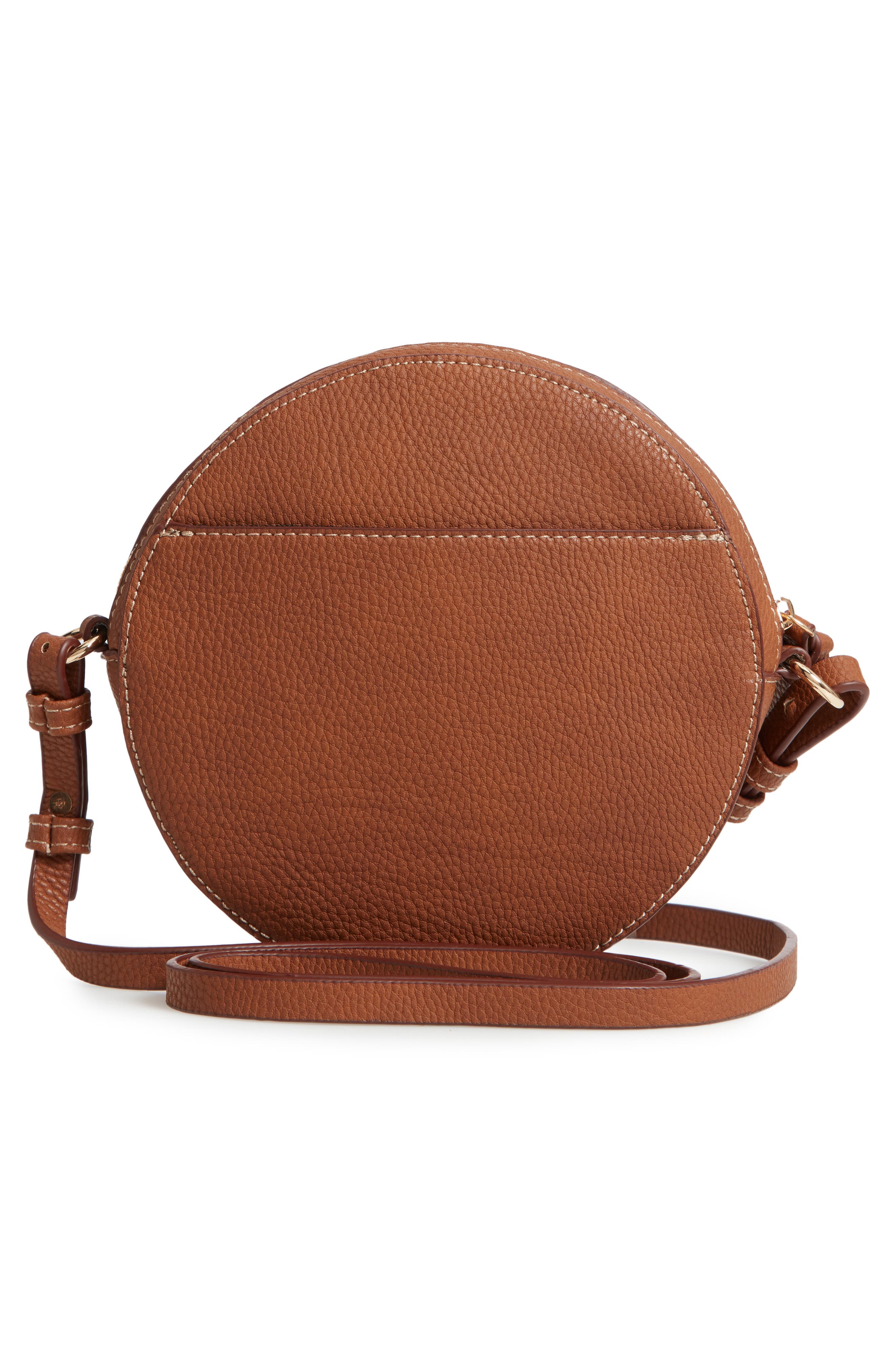 Cassie Faux Leather Circle Crossbody Bag, Alternate, color, TAN THRUSH