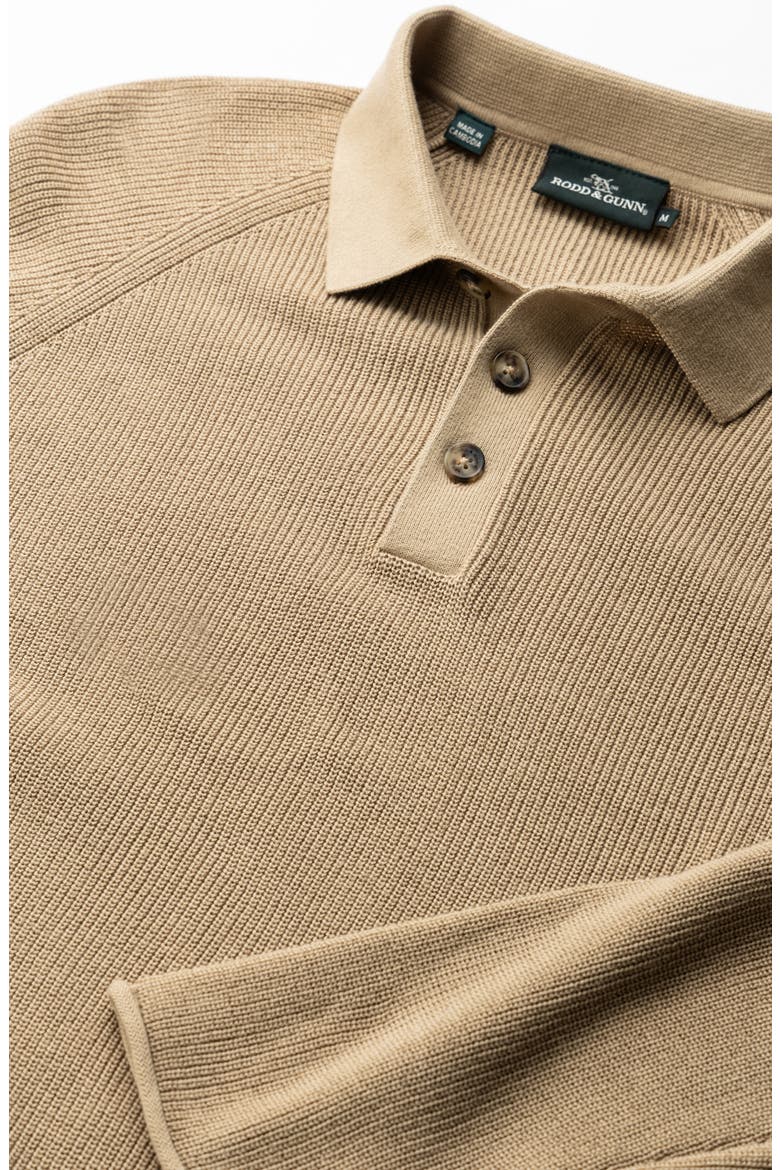 Eastern Bush Long Sleeve Cotton Rib Polo Sweater, Alternate, color, CAMEL