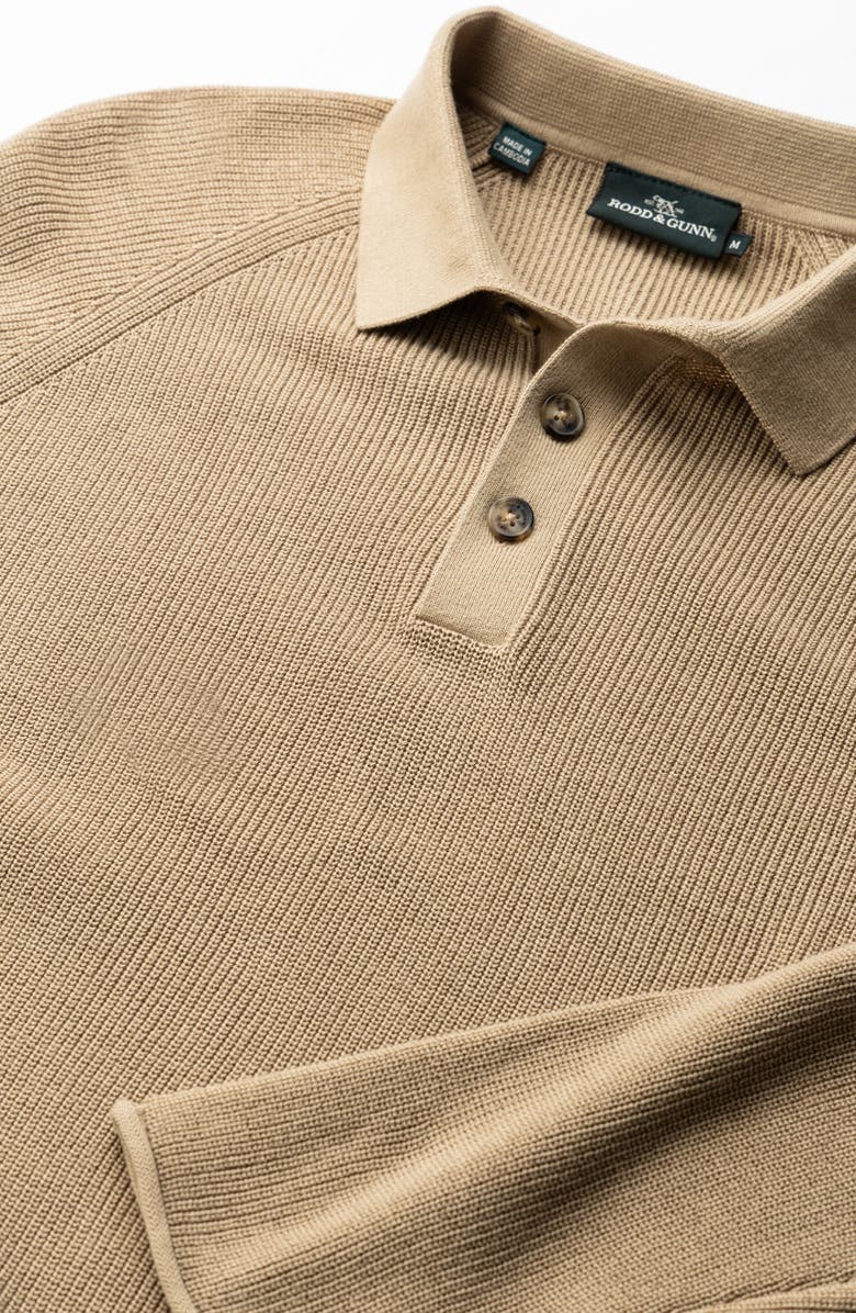Rodd & Gunn Eastern Bush Long Sleeve Cotton Rib Polo Sweater, Alternate, color, Camel