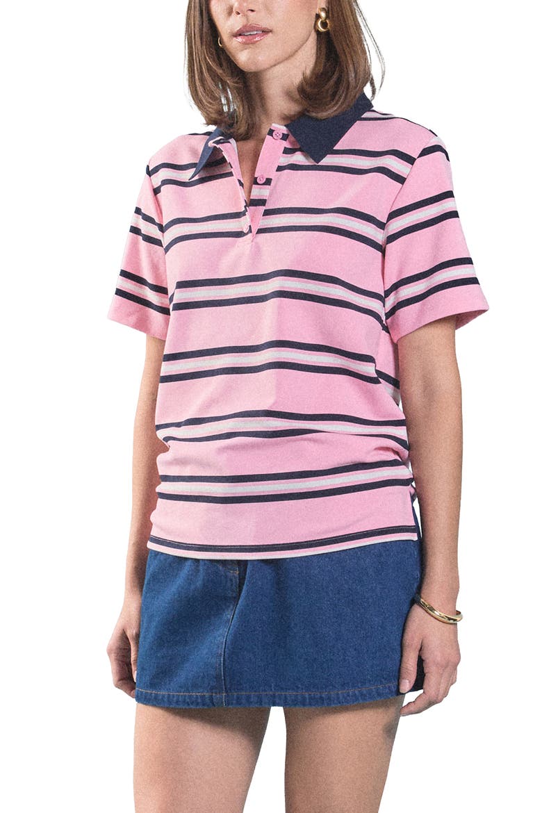 Stripe Polo Shirt, Alternate, color, PINK MULTI