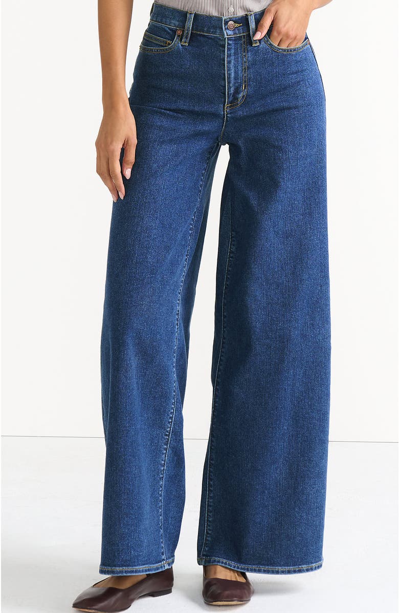 Lands' End Recover Denim High Rise Extra Wide Leg Jeans, Main, color, Crawford Wash