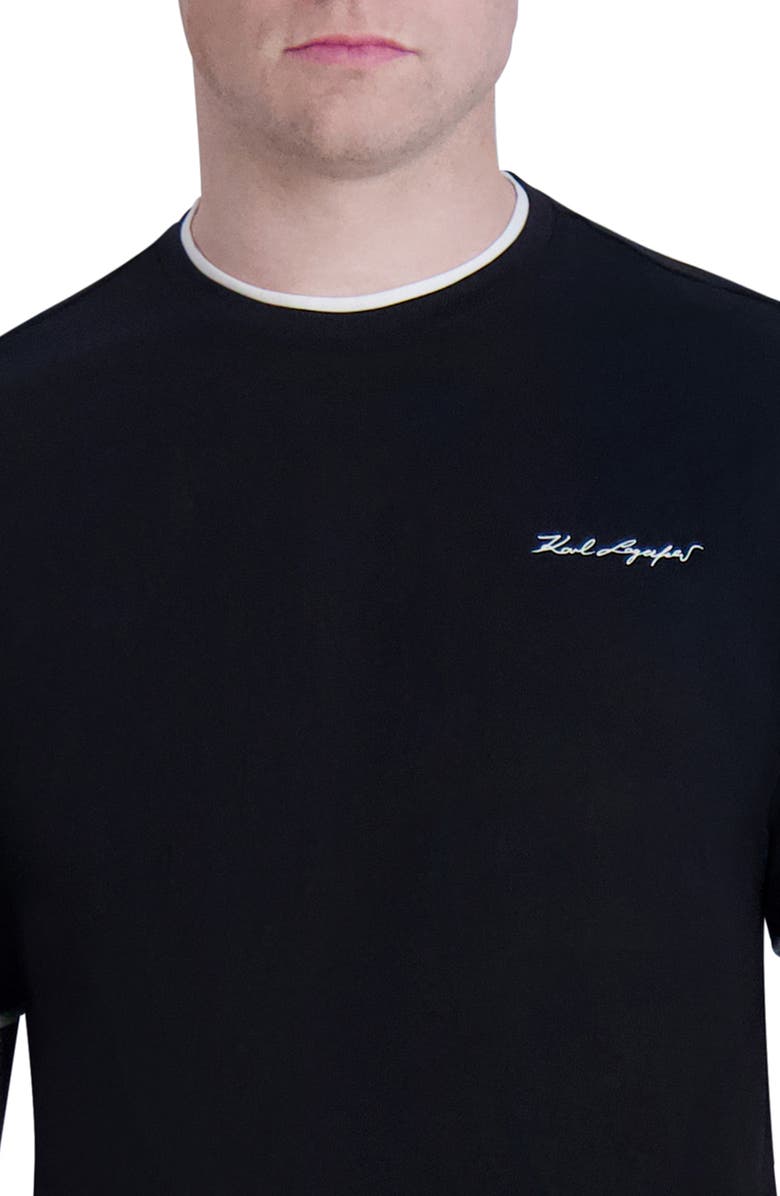 KARL LAGERFELD PARIS Tipped Cotton T-Shirt, Alternate, color,