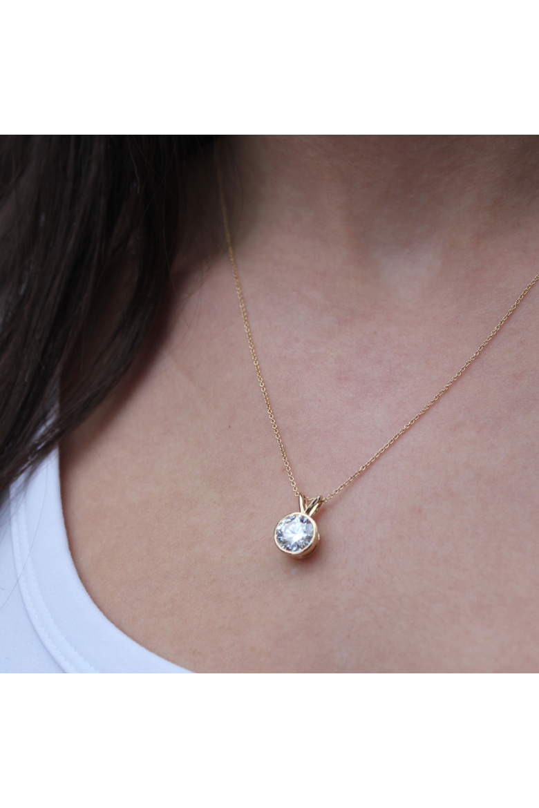 Astral 14K Gold Round Lab Grown Diamond Pendant - 2.5 Ct, Alternate, color, 14K Yellow Gold